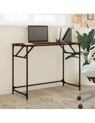 Scrivania Fumo 100x45x76cm Legno e Acciaio Verniciato a Polvere