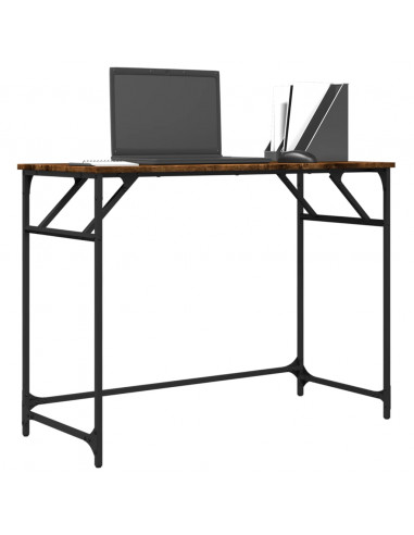 Scrivania Fumo 100x45x76cm Legno e Acciaio Verniciato a Polvere