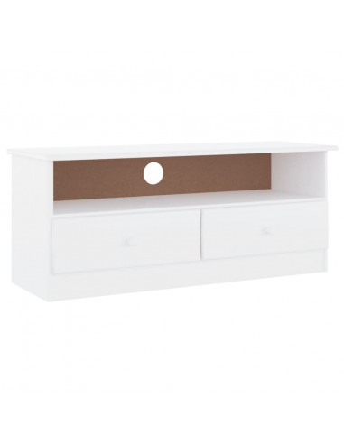 Mobile TV con Cassetti ALTA Bianco 100x35x41cm Massello di Pino