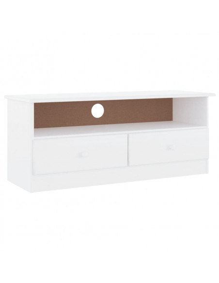 Mobile TV con Cassetti ALTA Bianco 100x35x41cm Massello di Pino
