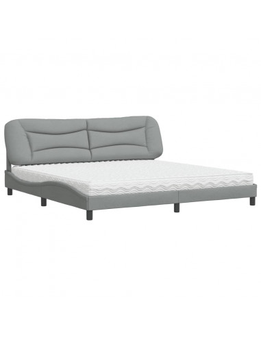 Letto con Materasso Grigio Chiaro 200x200 cm in Tessuto