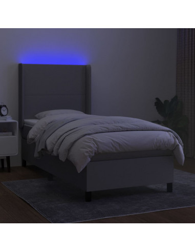 Letto a Molle Materasso e LED Grigio Chiaro 80x200 cm Tessuto