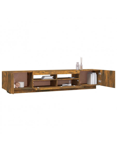 Set Mobili TV 2pz con Luci LED Rovere Fumo in Legno Multistrato