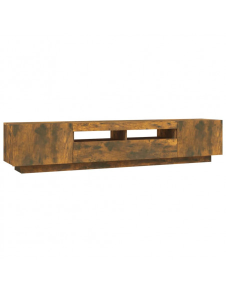 Set Mobili TV 2pz con Luci LED Rovere Fumo in Legno Multistrato
