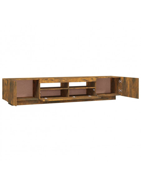 Set Mobili TV 2pz con Luci LED Rovere Fumo in Legno Multistrato