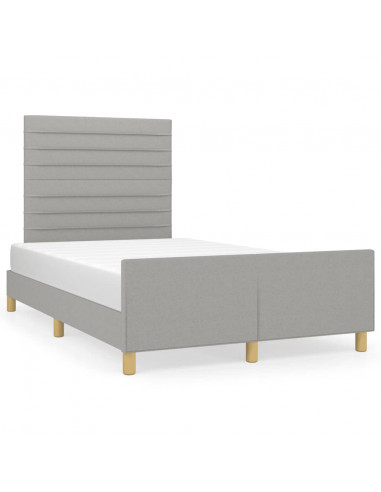 Giroletto con Testiera Grigio Chiaro 120x190 cm in Tessuto