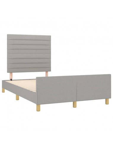 Giroletto con Testiera Grigio Chiaro 120x190 cm in Tessuto