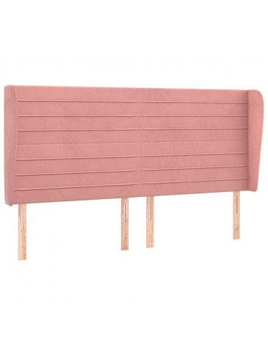 Testiera ad Orecchio Rosa 163x23x118/128 cm in Velluto