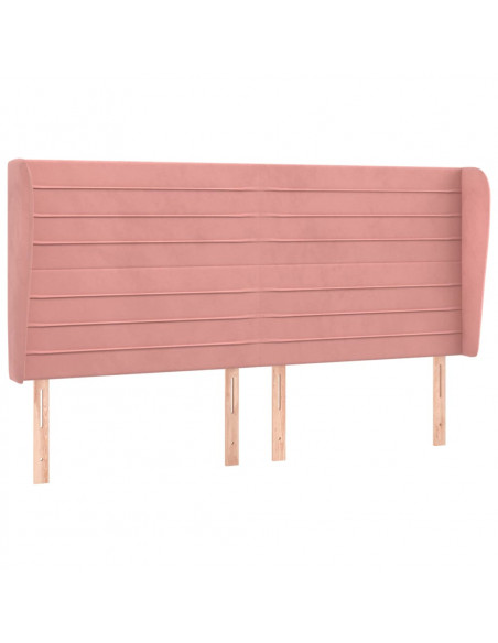 Testiera ad Orecchio Rosa 163x23x118/128 cm in Velluto