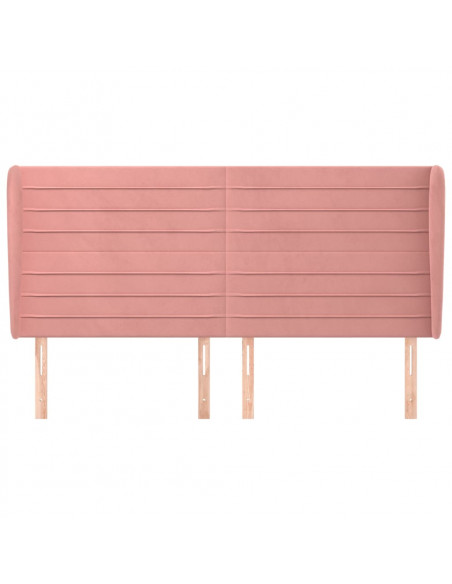 Testiera ad Orecchio Rosa 163x23x118/128 cm in Velluto