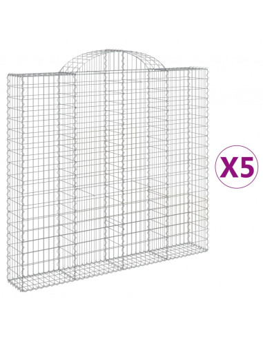 Cesti Gabbioni ad Arco 5 pz 200x30x180/200 cm Ferro Zincato