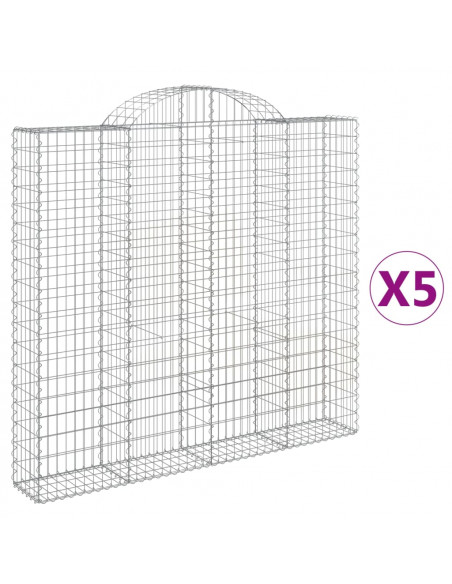 Cesti Gabbioni ad Arco 5 pz 200x30x180/200 cm Ferro Zincato