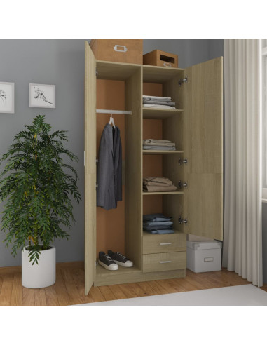 Armadio Rovere Sonoma 80x52x180 cm in Legno Multistrato