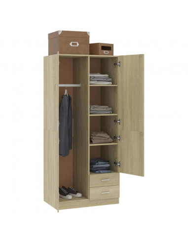 Armadio Rovere Sonoma 80x52x180 cm in Legno Multistrato