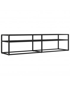 Mobile Porta TV Marmo Nero 160x40x40,5 cm in Vetro Temperato 2