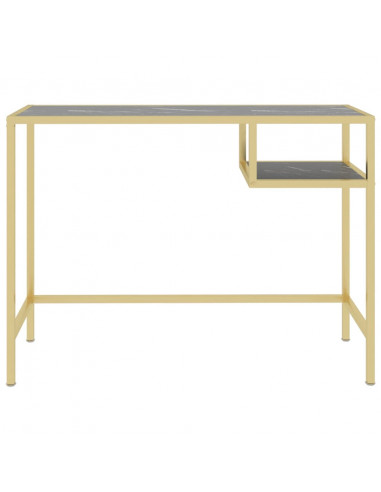 Scrivania per Computer Marmo Nero 100x36x74 cm Vetro Temperato