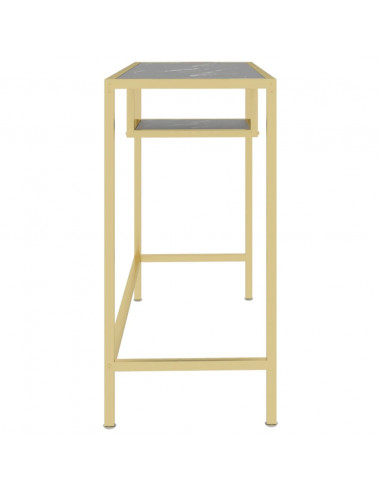 Scrivania per Computer Marmo Nero 100x36x74 cm Vetro Temperato