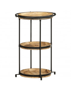 Tavolino da Salotto Ø55x83 cm in Legno Massello di Mango 2