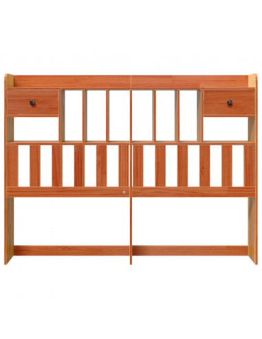 Testiera con Scomparti Marrone Cera 150 cm in Legno di Pino