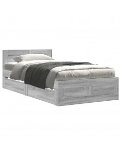 Giroletto con Testiera Grigio Sonoma 90x190cm Legno Multistrato 2