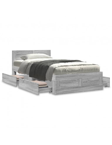 Giroletto con Testiera Grigio Sonoma 90x190cm Legno Multistrato