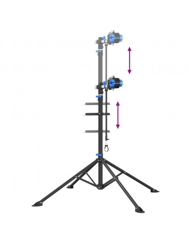 Supporto Riparazione Bici Regolabile 108-188 cm Blu in Acciaio