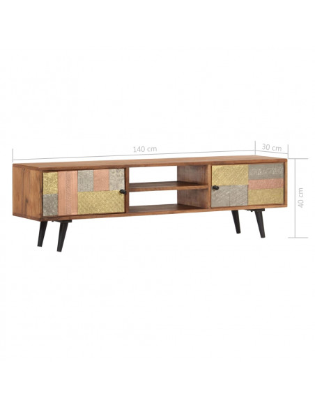 Mobile Porta TV 140x30x40 cm in Legno Massello di Acacia