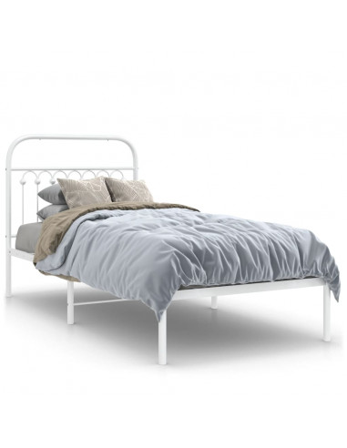 Giroletto con Testiera Metallo Bianco 90x200 cm