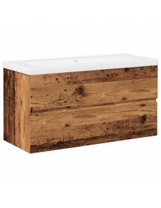 Mobile Bagno con Lavabo Integrato Legno Antico 91x39,5x49 cm 2