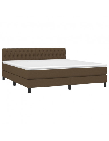 Letto a Molle Materasso e LED MarroneScuro 180x200cm in Tessuto
