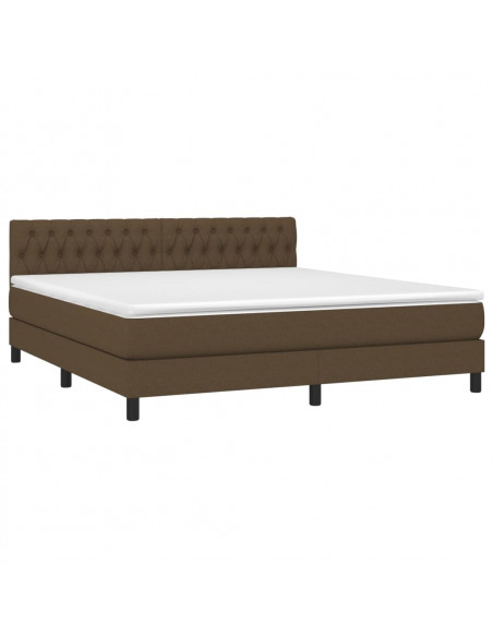 Letto a Molle Materasso e LED MarroneScuro 180x200cm in Tessuto