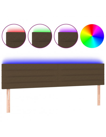 Testiera a LED Marrone Scuro 200x5x78/88 cm in Tessuto