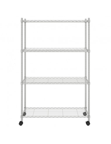 Scaffale a 4 Livelli con Ruote 90x35x142 cm Cromato 200 kg