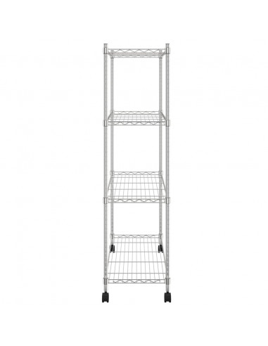 Scaffale a 4 Livelli con Ruote 90x35x142 cm Cromato 200 kg