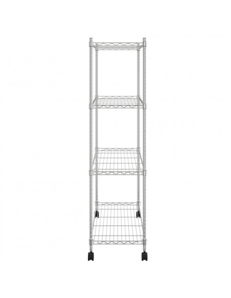 Scaffale a 4 Livelli con Ruote 90x35x142 cm Cromato 200 kg