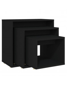 Tavolini Impilabili 3 pz Neri in Truciolato 2