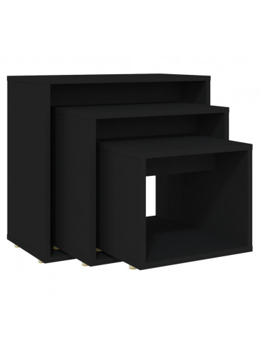 Tavolini Impilabili 3 pz Neri in Truciolato