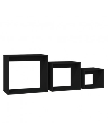 Tavolini Impilabili 3 pz Neri in Truciolato