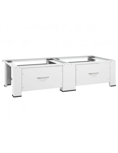 Supporto Doppio Lavatrice e Asciugatrice con Cassetti Bianco