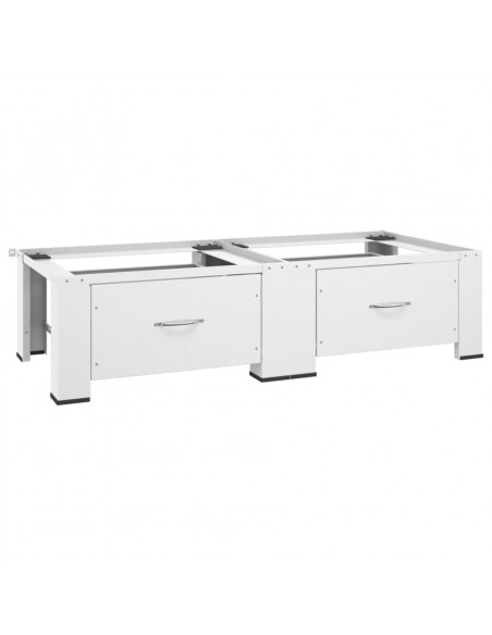 Supporto Doppio Lavatrice e Asciugatrice con Cassetti Bianco