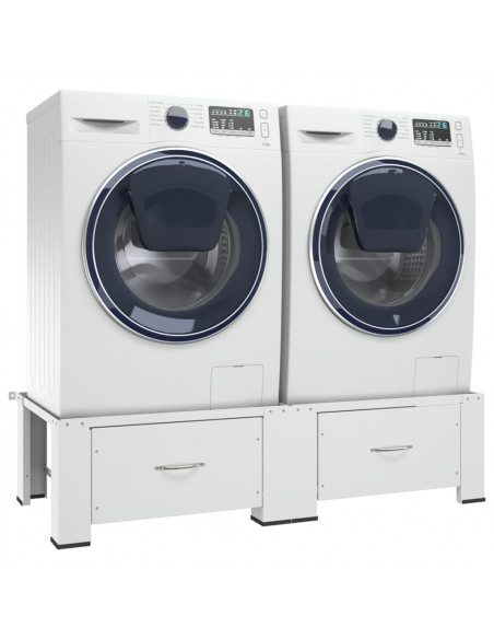 Supporto Doppio Lavatrice e Asciugatrice con Cassetti Bianco