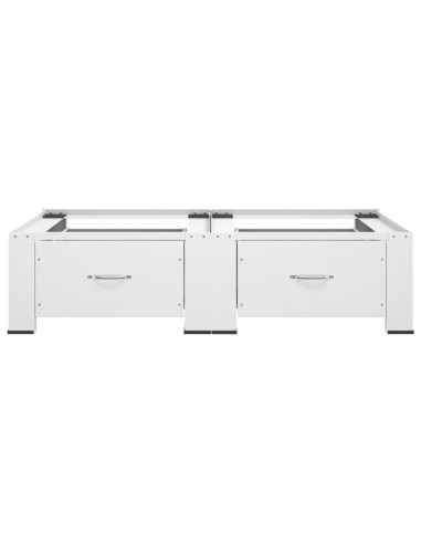 Supporto Doppio Lavatrice e Asciugatrice con Cassetti Bianco