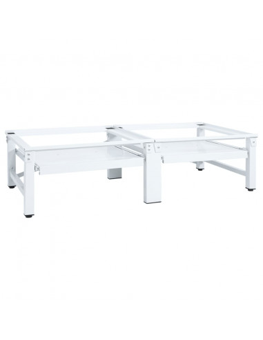 Supporto Lavatrice e Asciugatrice con Mensola Estraibile Bianco