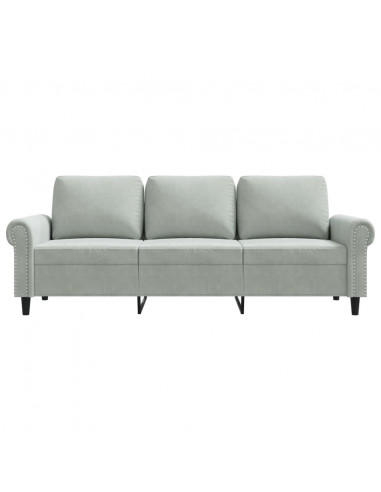 Divano a 3 Posti Grigio Chiaro 180 cm in Velluto