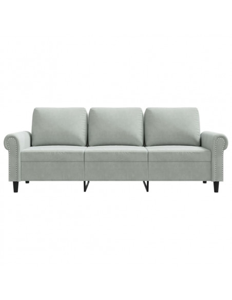 Divano a 3 Posti Grigio Chiaro 180 cm in Velluto