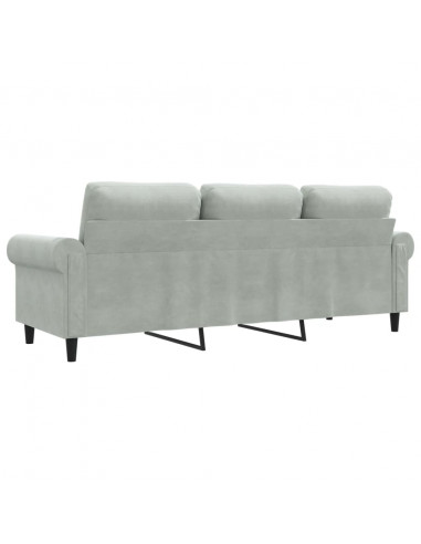 Divano a 3 Posti Grigio Chiaro 180 cm in Velluto