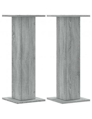 Supporti Altoparlanti 2 pz Grigio 30x30x80 cm in Multistrato