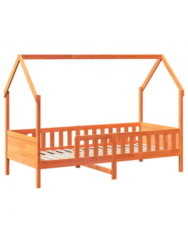 Giroletto Casetta Bambini Marrone Cera 90x200 cm Massello Pino