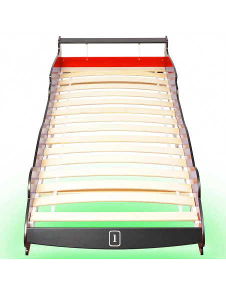 Letto con Luci LED per Bambino Auto da Corsa 90x200 cm Rosso