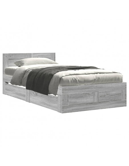 Giroletto con Testiera Grigio Sonoma 75x190cm Legno Multistrato